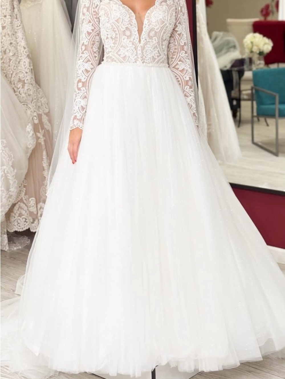 Maggie Sottero, Mallory Dawn 
Elegant Lace Long Sleeve Ball Gown Wedding Dress